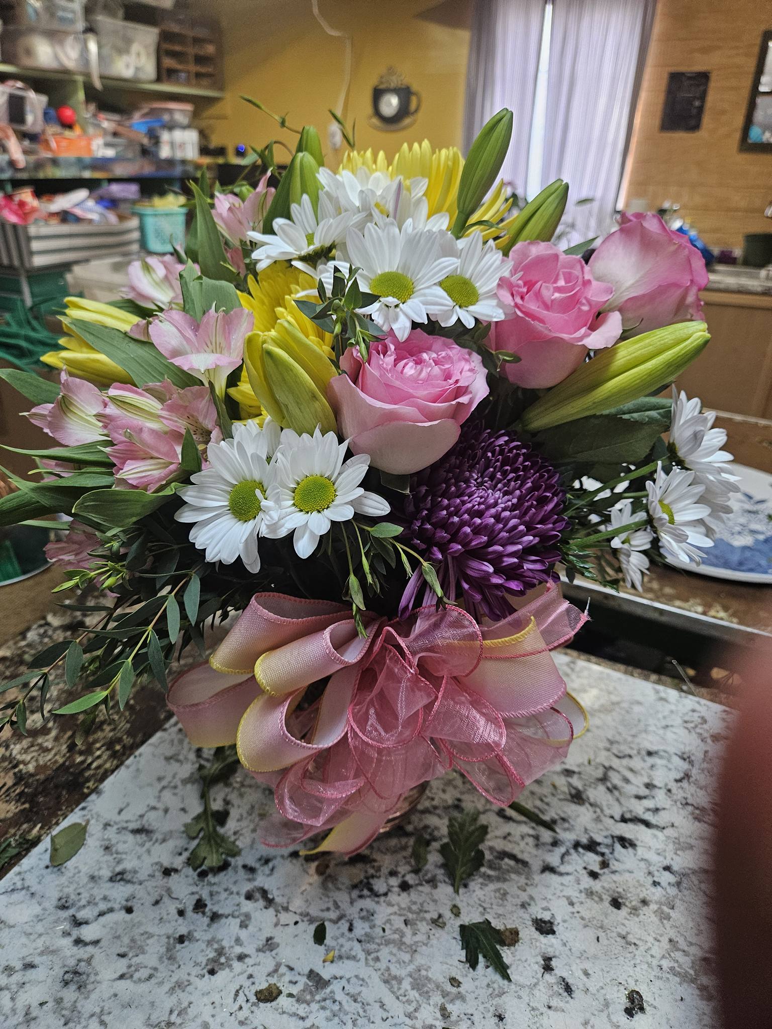 Fresh blooming flower arrangement