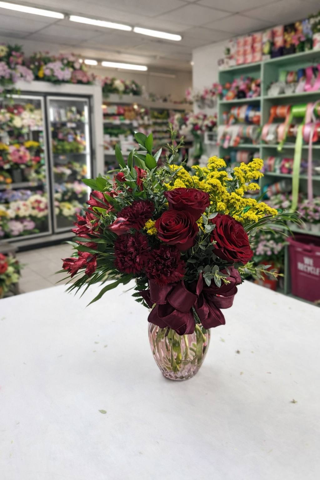 Deep red rose bouquet