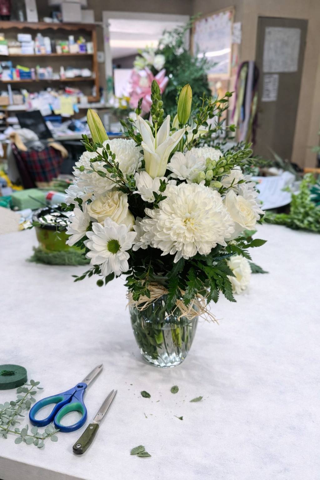 Sweet honeysuckle and wildflower garden-style arrangement