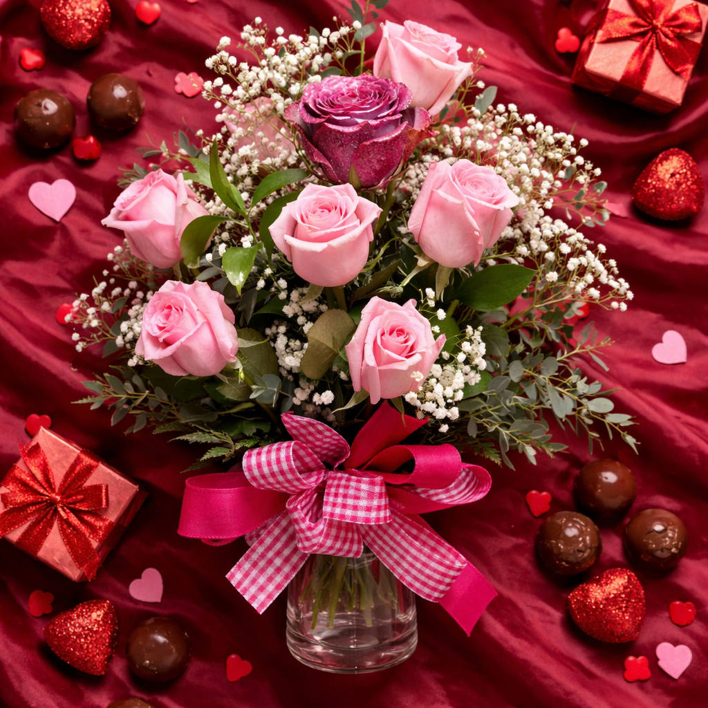 Stunning hot pink roses in premium arrangement